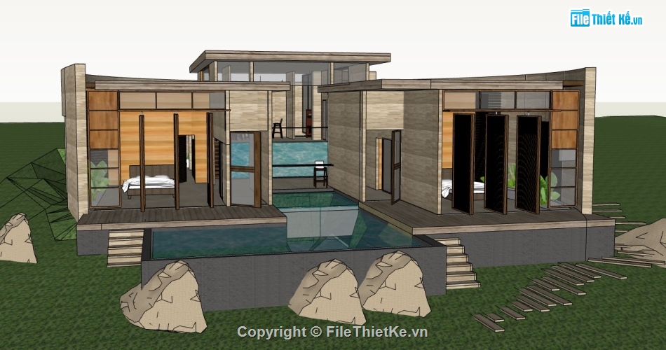 nội thất biệt thự,biệt thự sketchup,sketchup nội thất,biệt thự nghỉ dưỡng