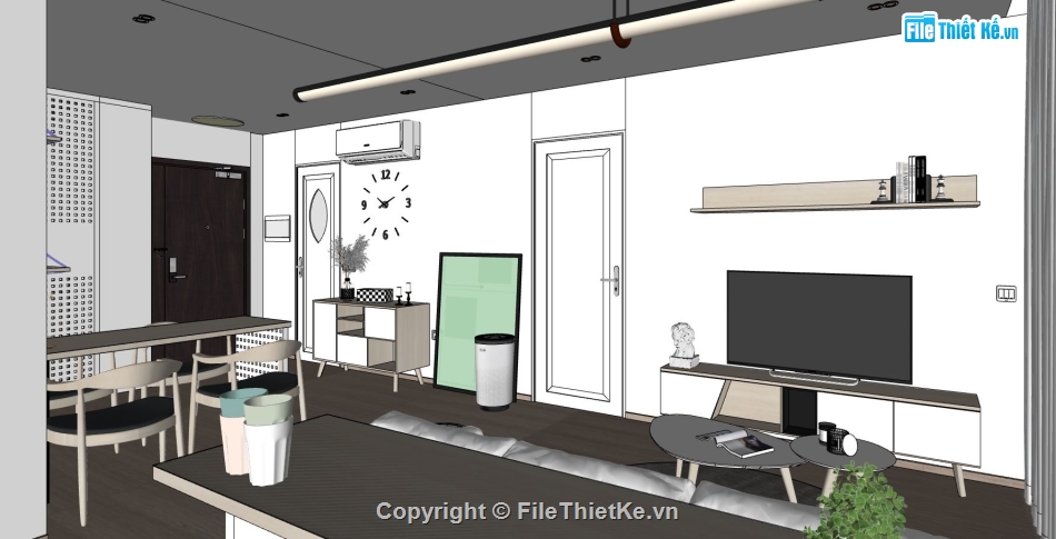 sketchup nội thất căn hộ,thiết kế nội thất căn hộ,mẫu sketchup nội thất căn hộ,file sketchup nội thất căn hộ