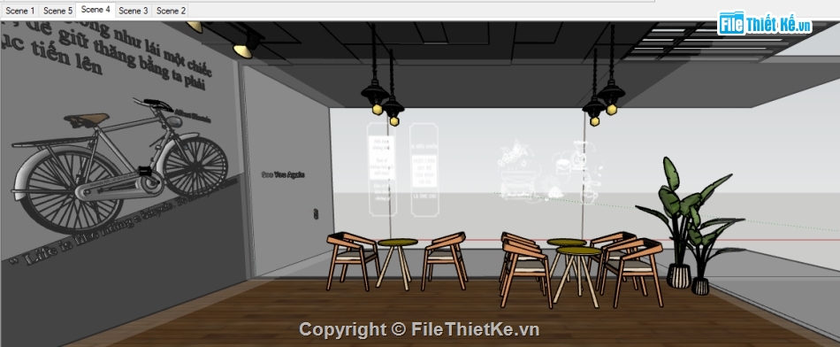 Model nội thất,Sketchup coffee,Sketchup nội thất coffee,quán cafe sketchup,mẫu quán cafe su