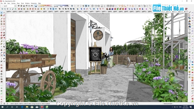 quán cafe,quán cà phê su,file sketchup quán cafe,su quán cafe