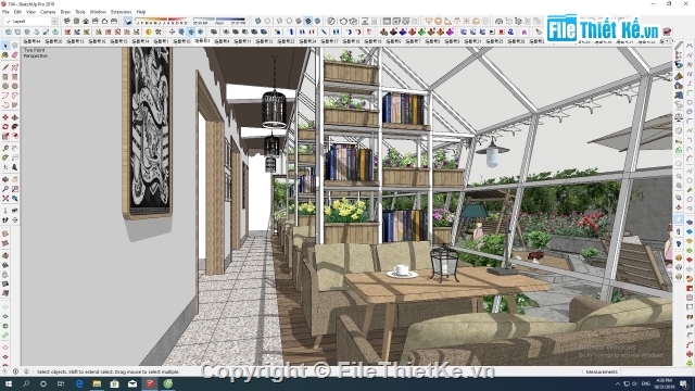 quán cafe,quán cà phê su,file sketchup quán cafe,su quán cafe