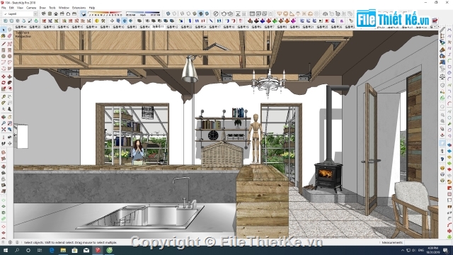 quán cafe,quán cà phê su,file sketchup quán cafe,su quán cafe