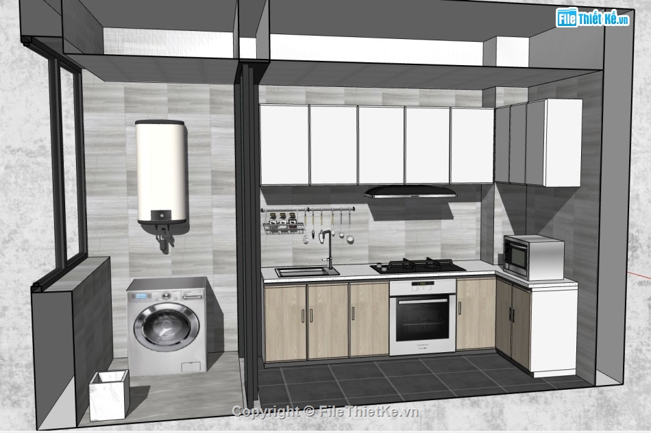 sketchup nội thất phòng bếp,sketchup nội thất,nội thất phòng bếp,sketchup nội thất bếp