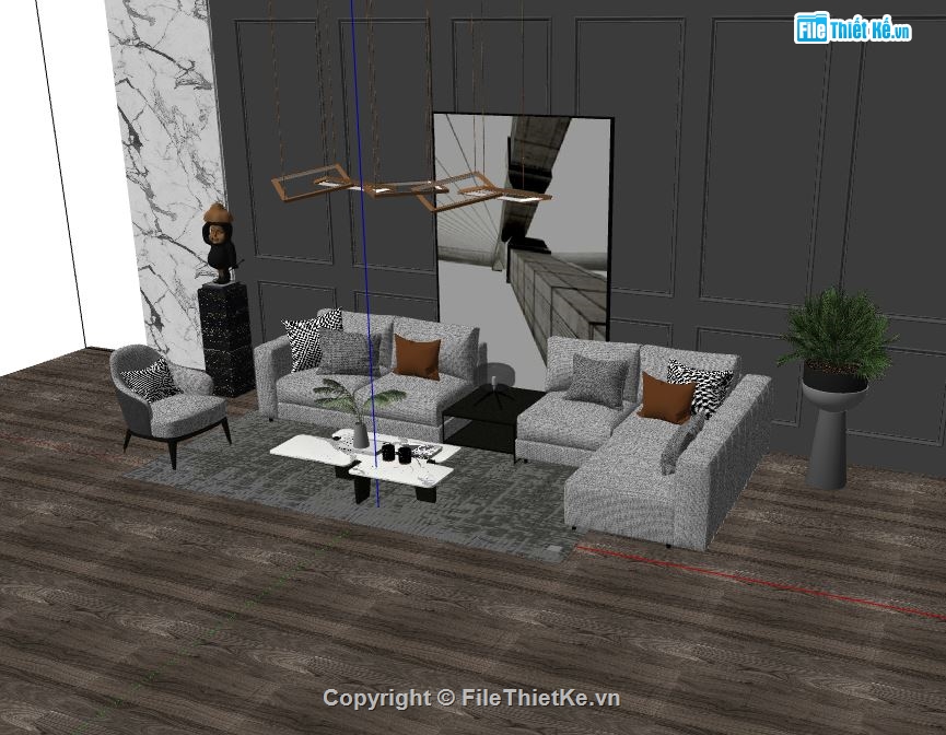 sketchup nội thất,sketchup phòng khách,Model sketchup phòng khách,Model sketchup nội thất