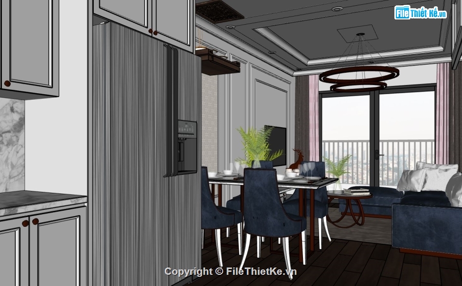 nội thất phòng khách,sketchup phòng khách,Model sketchup phòng khách,sketchup nội thất bếp,sketchup nội thất phòng bếp