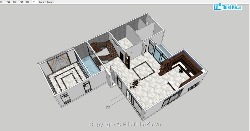 sketchup nội thất bếp,file sketchup nội thất,nội thất phòng khách bếp,model su nội thất khách bếp,sketchup nội thất khách bếp