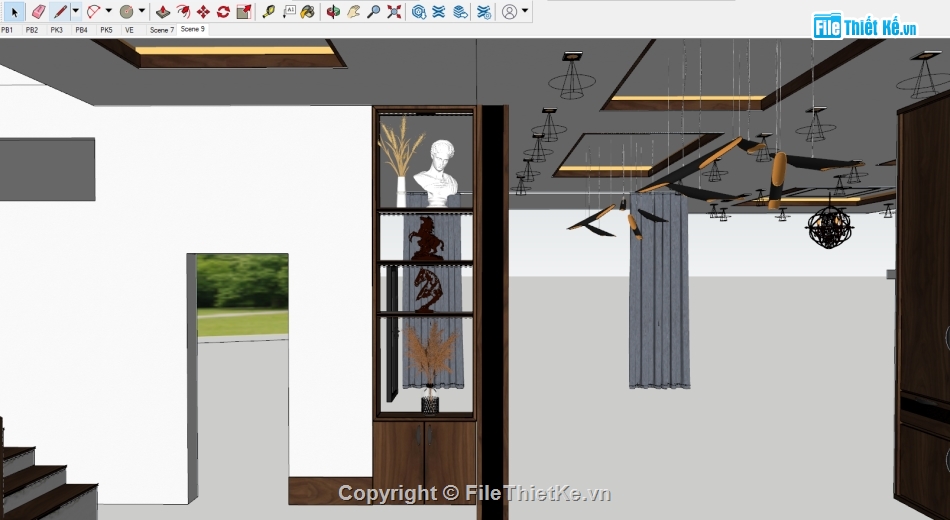 sketchup nội thất bếp,file sketchup nội thất,nội thất phòng khách bếp,model su nội thất khách bếp,sketchup nội thất khách bếp