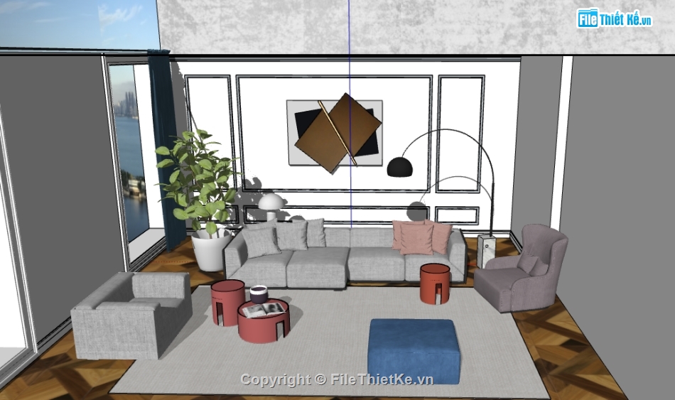 nội thất phòng khách,Model nội thất,Sketchup phòng khách,su nội thất phòng khách,model sketchup phòng khách