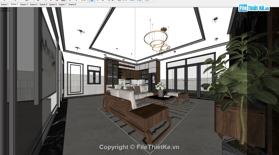 Model su nội thất phòng khách,nội thất phòng khách file su,nội thất đồ gỗ óc chó,file sketchup đồ gỗ óc chó,nội thất phòng khách model su