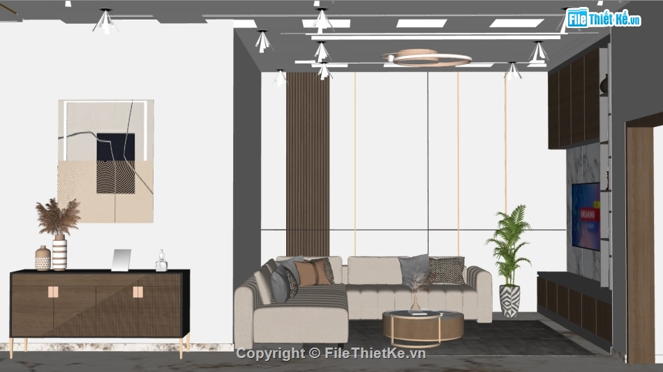 nội thất phòng khách,phòng khách hiện đại,sketchup phòng khách