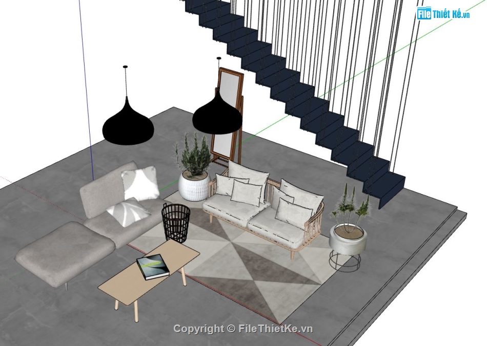 nội thất phòng khách,phòng khách sang trọng,sketchup phòng khách,Model sketchup phòng khách