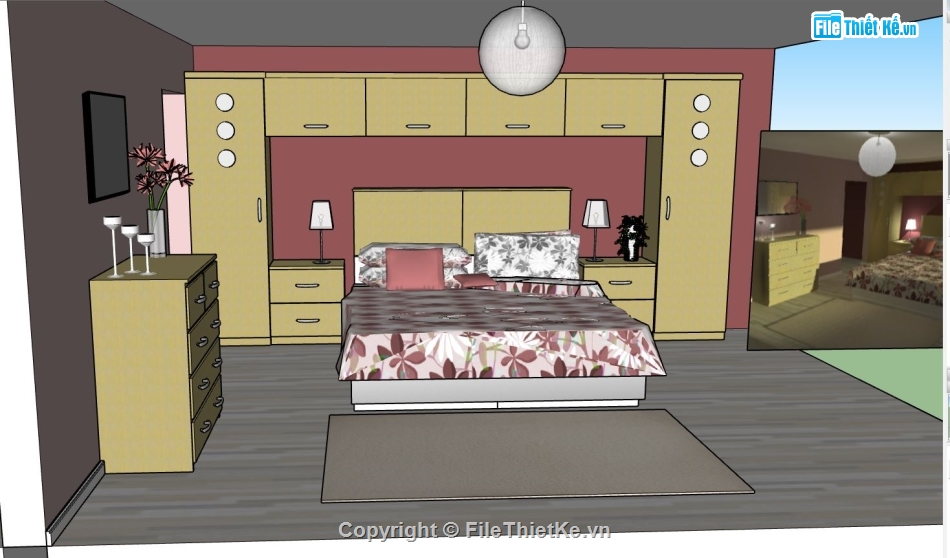 nội thất phòng ngủ,Model phòng ngủ,sketchup nội thất phòng ngủ,Model nội thất