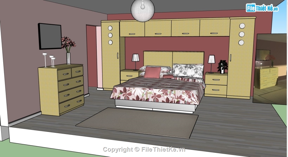 nội thất phòng ngủ,Model phòng ngủ,sketchup nội thất phòng ngủ,Model nội thất
