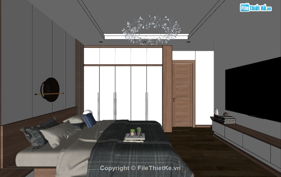 sketchup nội thất phòng ngủ,3d su phòng ngủ,thiết kế nội thất phòng ngủ,mẫu nội thất phòng ngủ