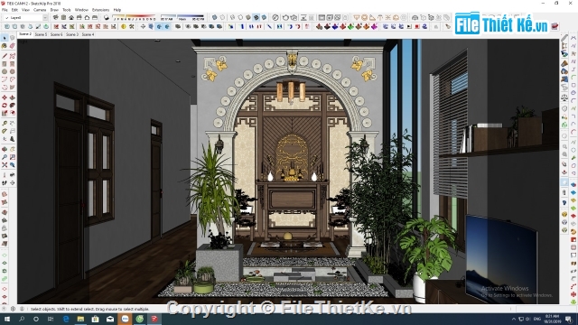 Nội thất phòng thờ,Su nội thất,Sketchup nhà ăn,SU phòng thờ