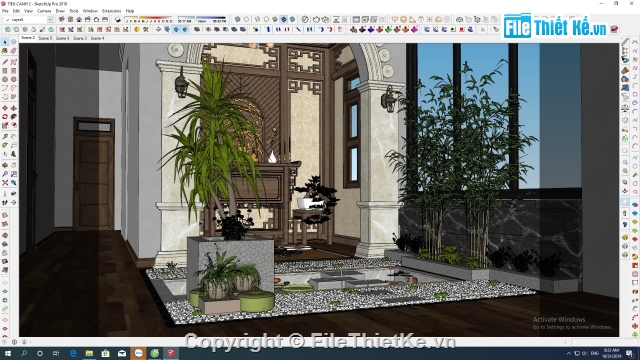 Nội thất phòng thờ,Su nội thất,Sketchup nhà ăn,SU phòng thờ