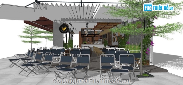 quán cafe,cafe,nội thất quán cafe,Model quán cafe,sketchup thiết kế quán cafe