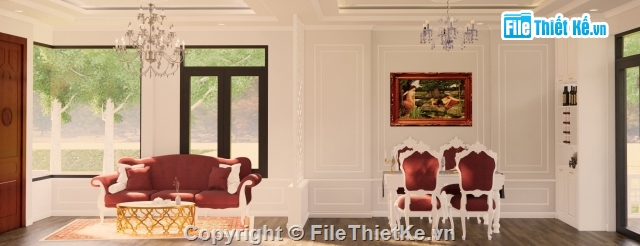 biệt thự cổ,nội thất biệt thự,nội thất tân cổ,nội thất biệt thự cổ,Sketchup biệt thự cổ,Model nội thất