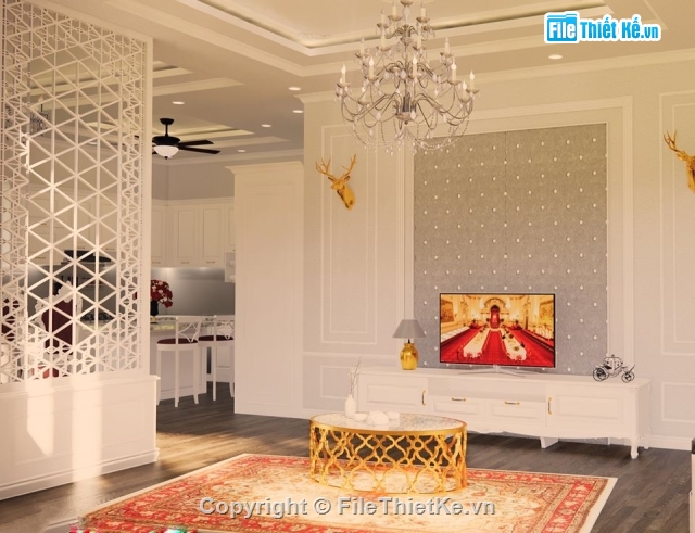 biệt thự cổ,nội thất biệt thự,nội thất tân cổ,nội thất biệt thự cổ,Sketchup biệt thự cổ,Model nội thất