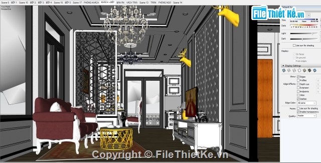 biệt thự cổ,nội thất biệt thự,nội thất tân cổ,nội thất biệt thự cổ,Sketchup biệt thự cổ,Model nội thất