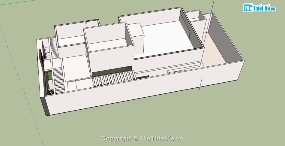 phối cảnh nhà phố 1 tầng,sketchup nhà phố 1 tầng,nhà phố 1 tầng