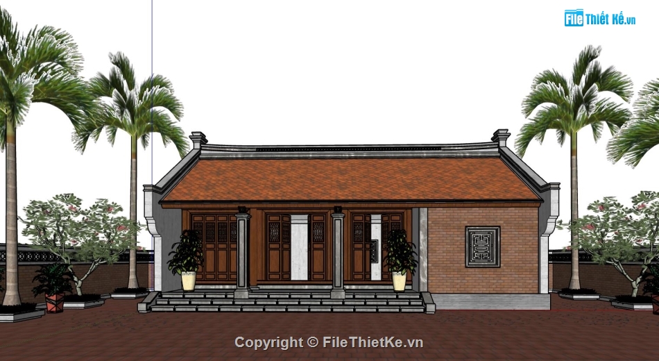 sketchup phối cảnh nhà thờ họ,nhà thờ sketchup,thiết kế nhà thờ họ