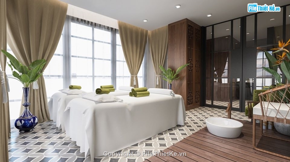 phối cảnh nội thất spa,mẫu sketchup nội thất spa,sketchup spa