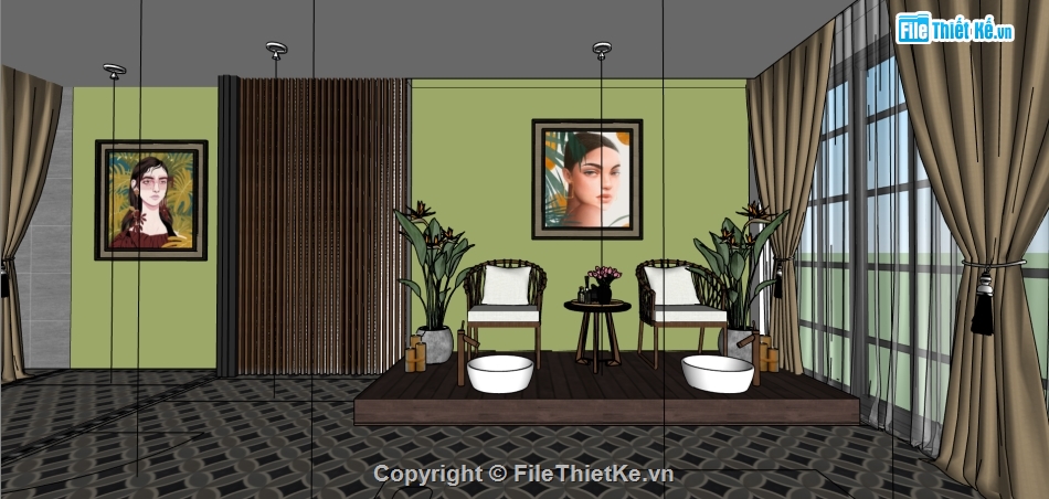 phối cảnh nội thất spa,mẫu sketchup nội thất spa,sketchup spa