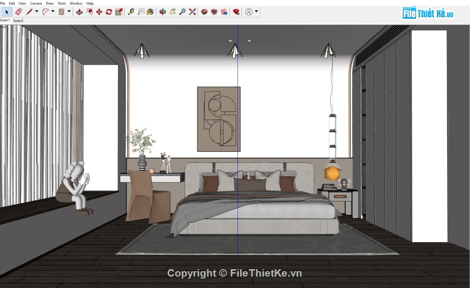 Model phòng ngủ,sketchup phối cảnh,phòng ngủ sketchup,nội thất phòng ngủ