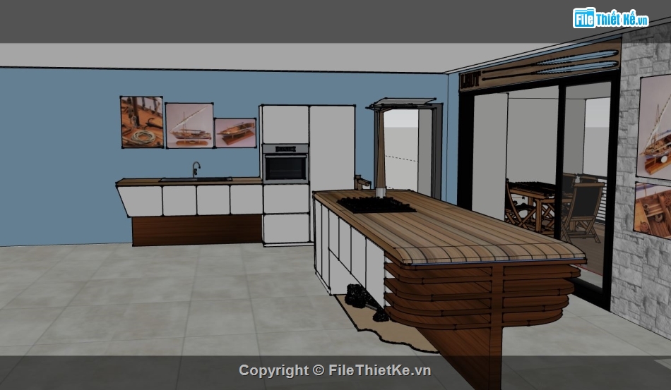 phòng bếp sketchup,Model sketchup phòng bếp,phòng bếp,su phòng bếp
