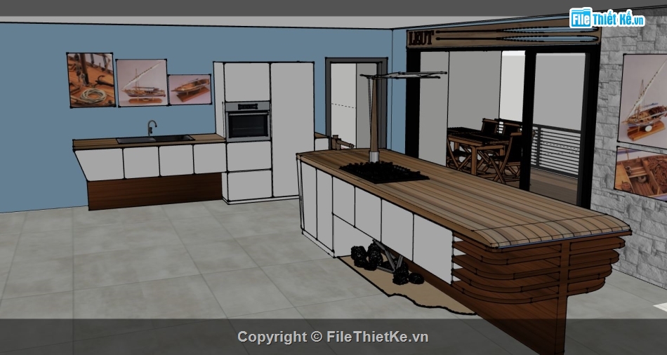 phòng bếp sketchup,Model sketchup phòng bếp,phòng bếp,su phòng bếp