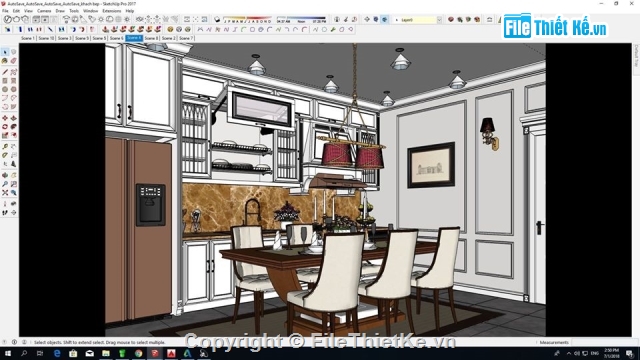 nhà bếp,phòng bếp,Sketchup phòng ăn,Sketchup nhà bếp