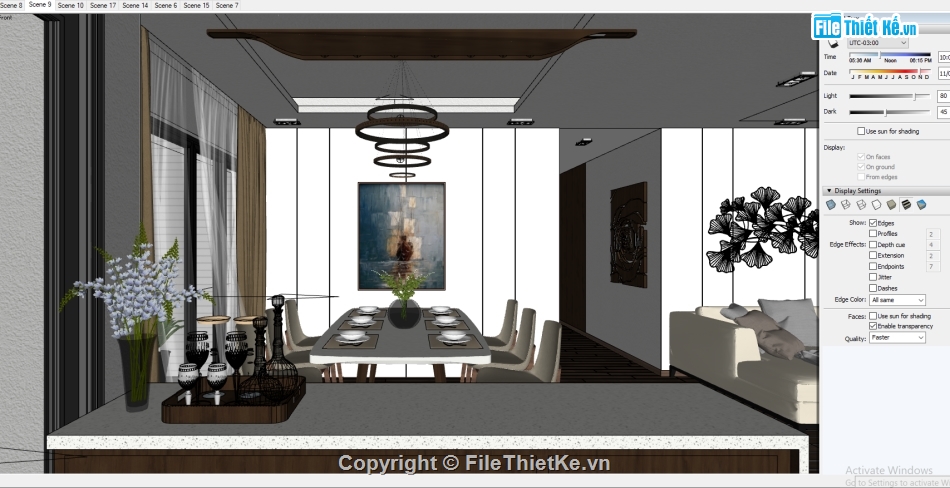 sketchup phòng khách chung cư,Model sketchup phòng khách,Model 3d phòng khách,chung cư