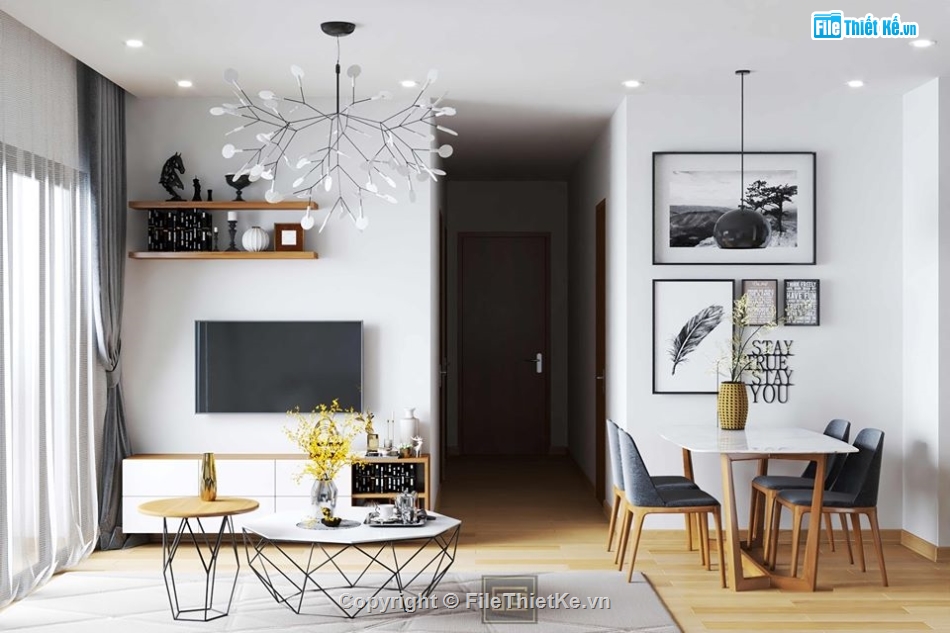 sketchup phòng khách,sketchup phòng khách chung cư,Model sketchup phòng khách
