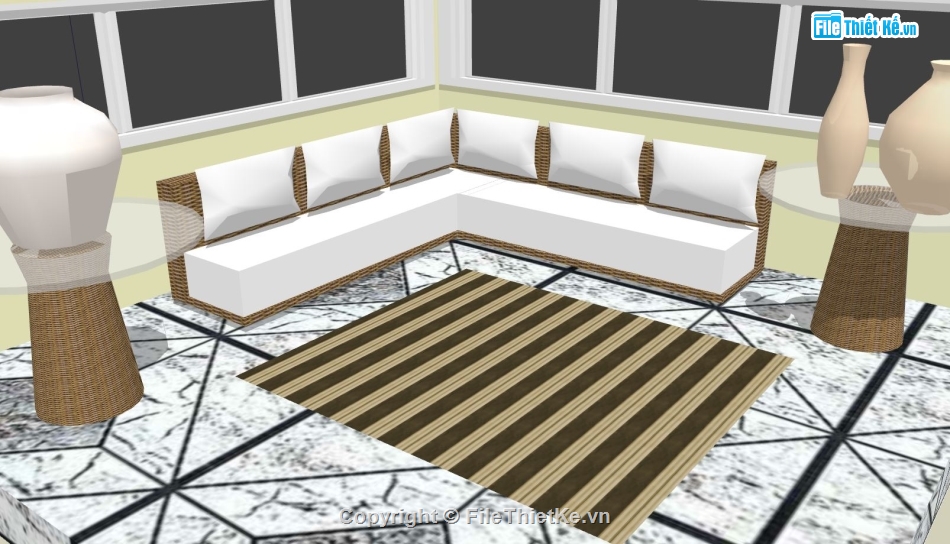 phòng khách đẹp,sketchup phòng khách,Model sketchup phòng khách