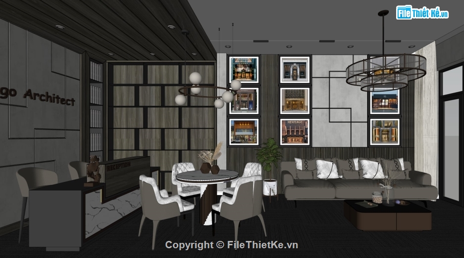 Model sketchup phòng khách,sketchup phòng khách,file sketchup phòng khách,File su nội thất văn phòng