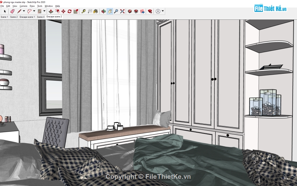 phòng ngủ sketchup,sketchup phòng ngủ đẹp,Model phòng ngủ,phòng đẹp file sketchup