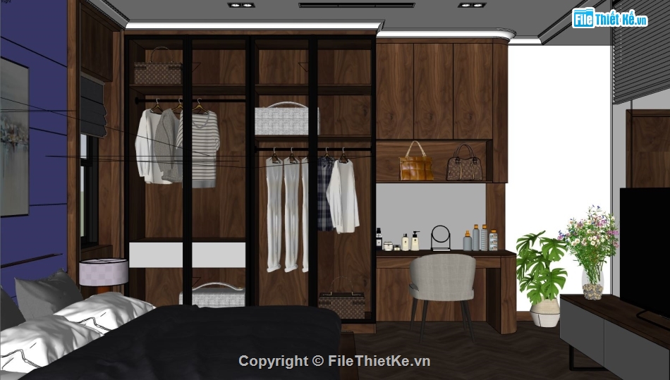 file sketchup phòng ngủ,3d sketchup phòng ngủ,nội thất phòng ngủ model su,file nội thất phòng ngủ sketchup