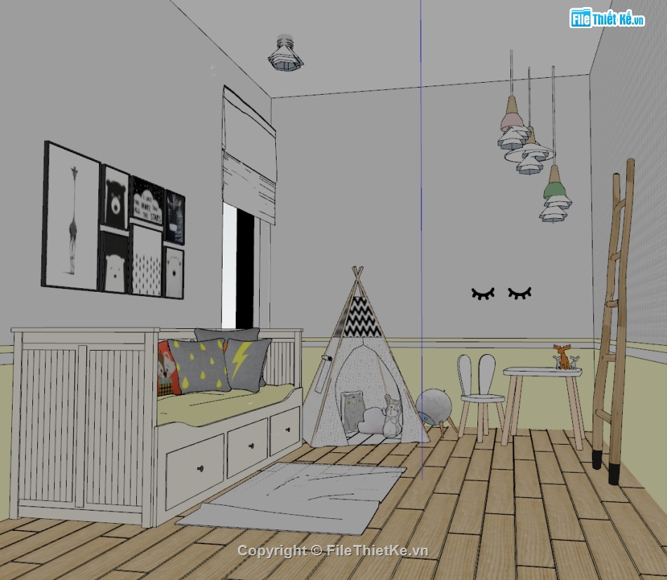 Model phòng ngủ,phòng ngủ sketchup,file sketchup phòng ngủ,3d sketchup phòng ngủ