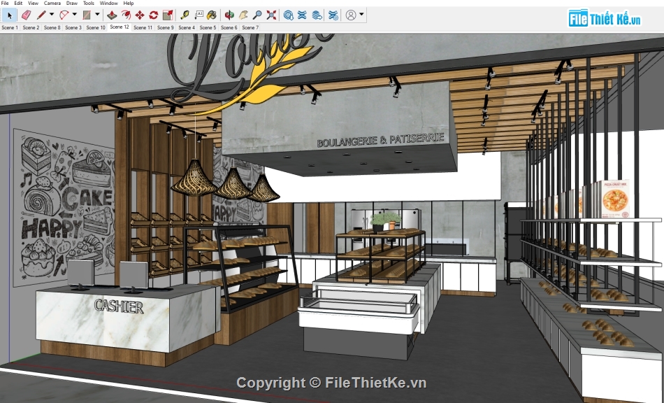 Model sketchup quán,sketchup quán,Model sketchup quán Cafe,Model sketchup quán ăn