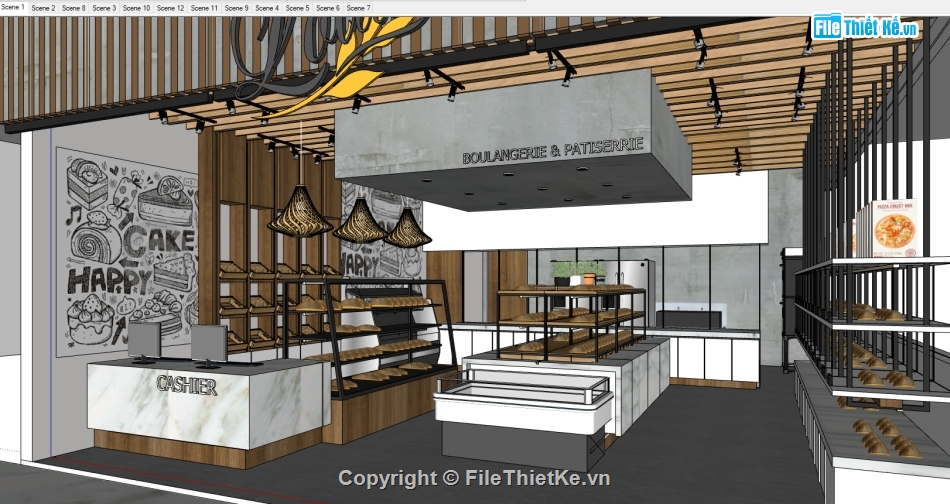 Model sketchup quán,sketchup quán,Model sketchup quán Cafe,Model sketchup quán ăn