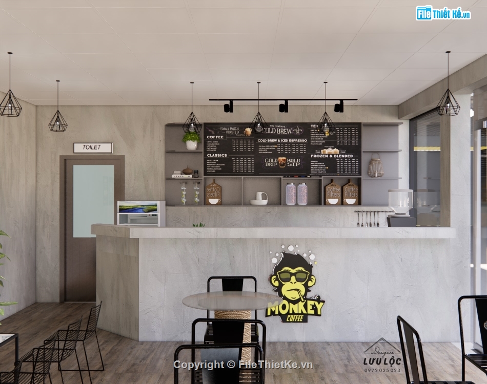 Phối cảnh Quán cafe,Model su quán cafe,Sketchup thiết kế quán cafe,Sketchup quán cafe,Su quán cafe