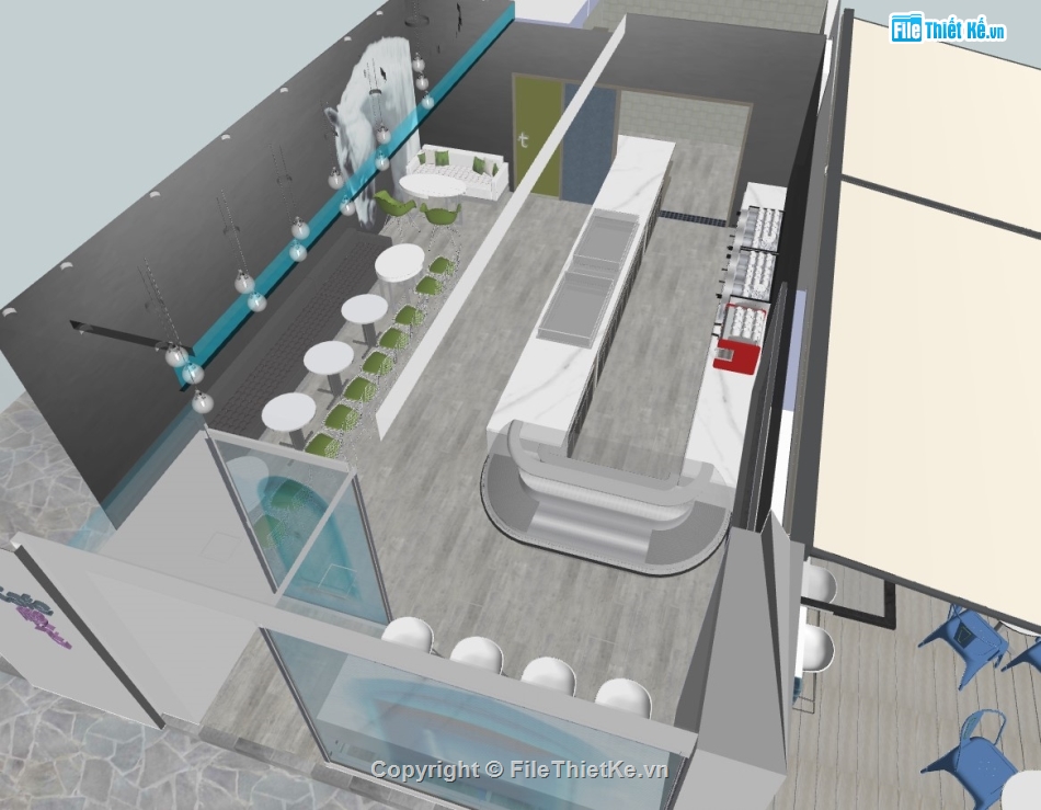 sketchup quán cafe,Model quán cafe,quán cafe,cafe sketchup,quán cafe sketchup