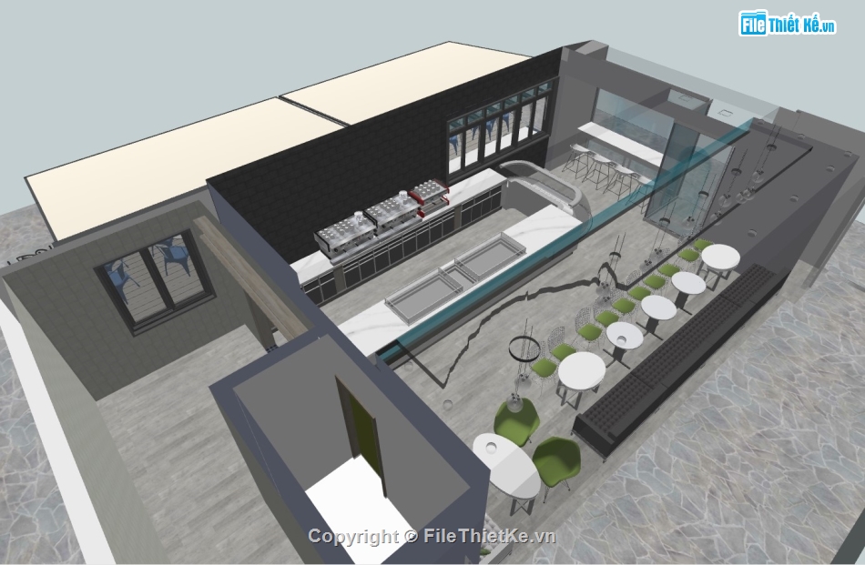 sketchup quán cafe,Model quán cafe,quán cafe,cafe sketchup,quán cafe sketchup