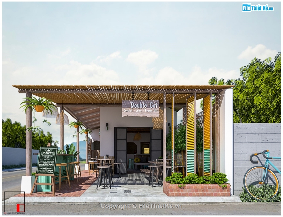 Model quán cafe,Sketchup quán trà chanh,Mẫu quán cà phê,quán cà phê su,Sketchup quán pub chill