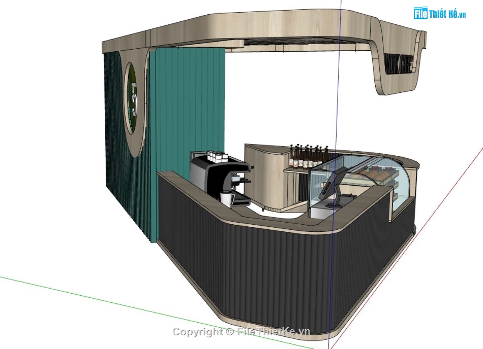 quán cà phê sketchup,quầy bán cà phê,model su quầy bán cà phê