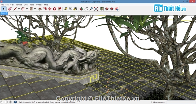 mẫu rồng,rồng đá,rồng phượng,Sketchup rồng đá