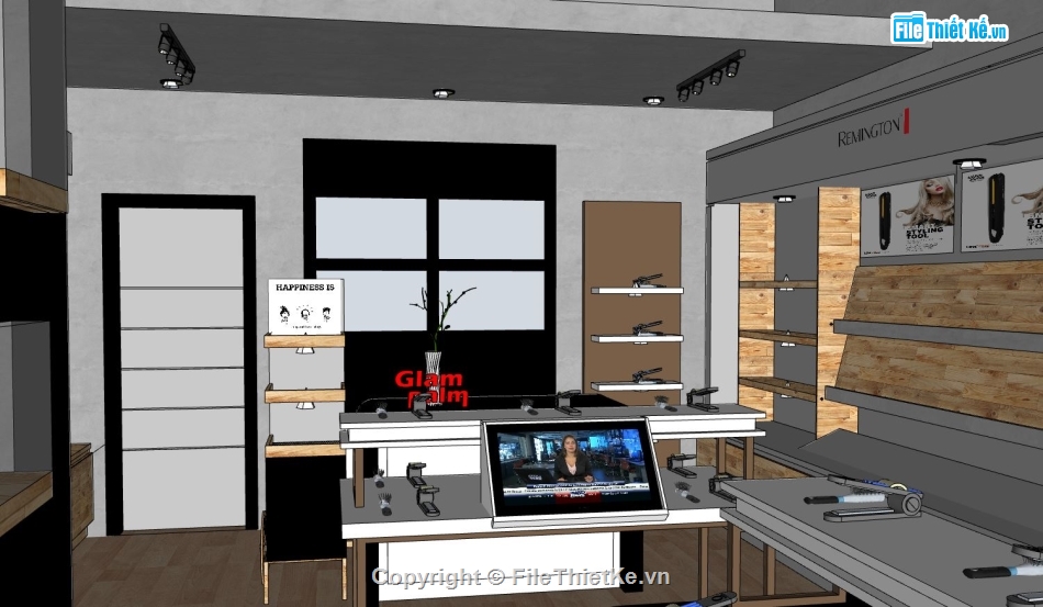 Sketchup shop mỹ phẩm,shop mỹ phẩm,sketchup mỹ phẩm