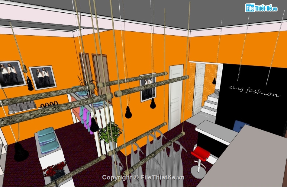 shop quần áo,sketchup shop áo quần,Model sketchup shop quần áo