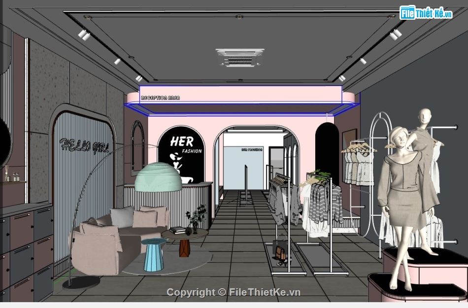 shop thời trang sketchup,file sketchup shop thời trang,shop thời trang,Model su shop thời trang